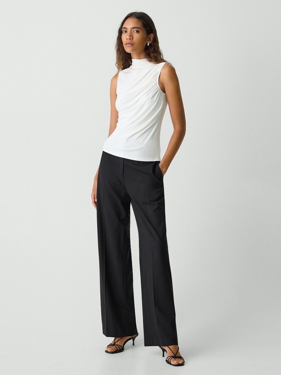 Theory Tops - Theory Draped Sleeveless Viscose Top in White Medium Minimalist Office